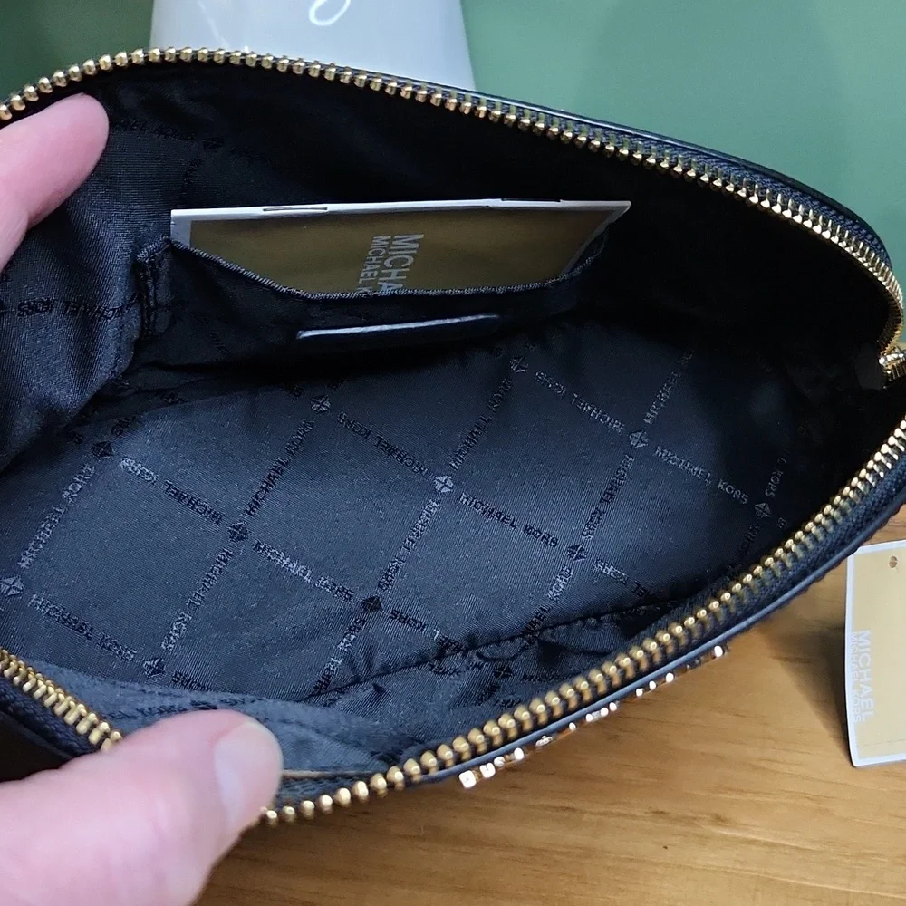 Michael Michael Kors Black Leather Travel/Cosmetic Pouch NWT